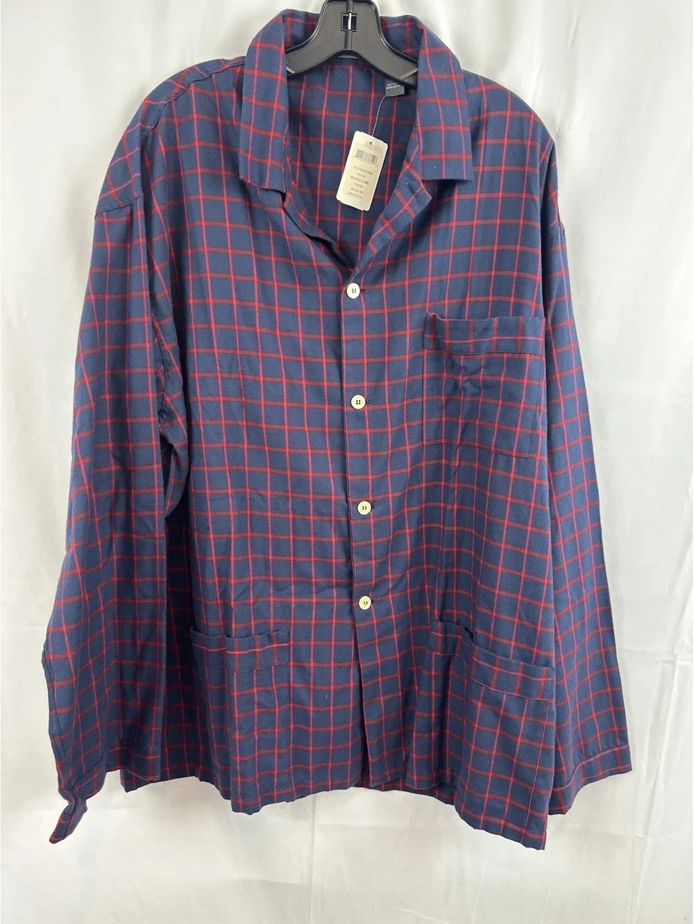 Saks Fifth Avenue Red Plaid Flannel Pajama Shirt XL